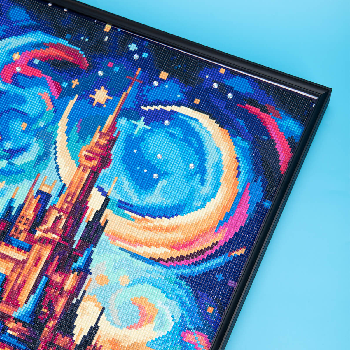 Finished Starry Night Castle Dreams diamond painting kit result – DYC