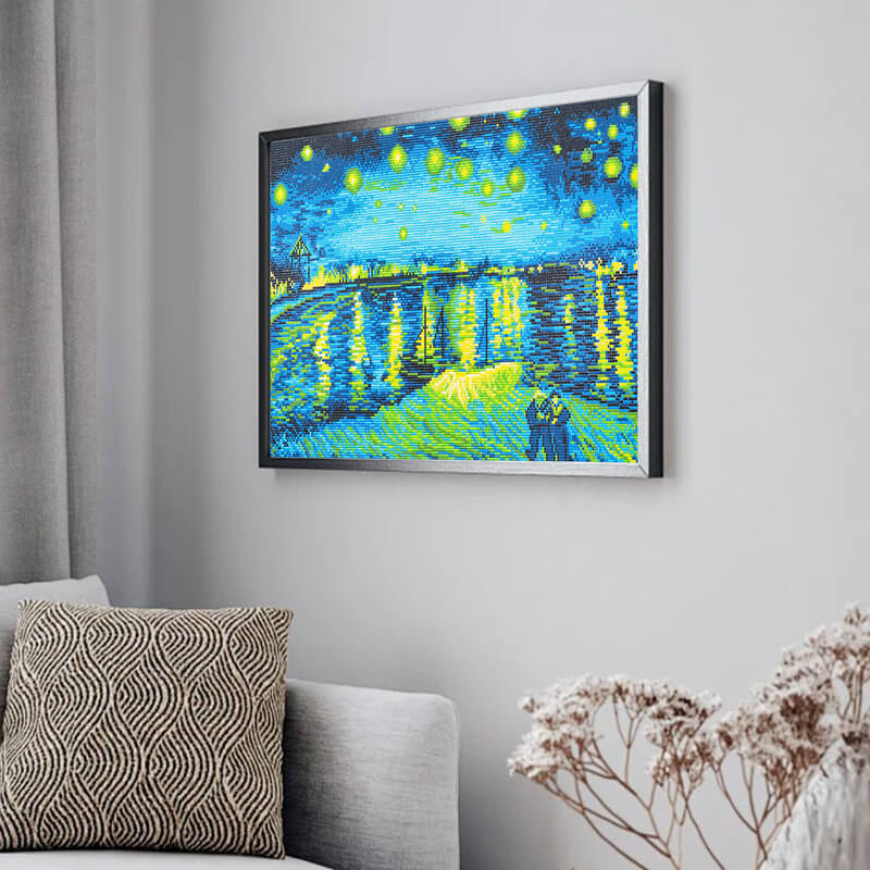 Finished Starry Night Rhone diamond painting kit artwork – DYC