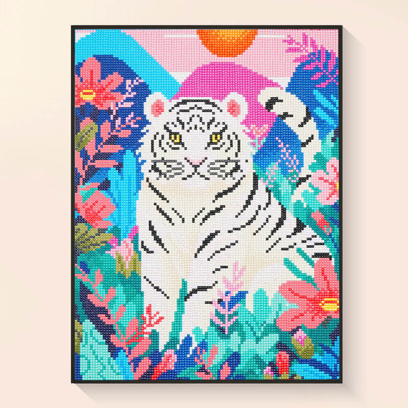 Finished White Tiger diamond painting majestic wall décor DYC