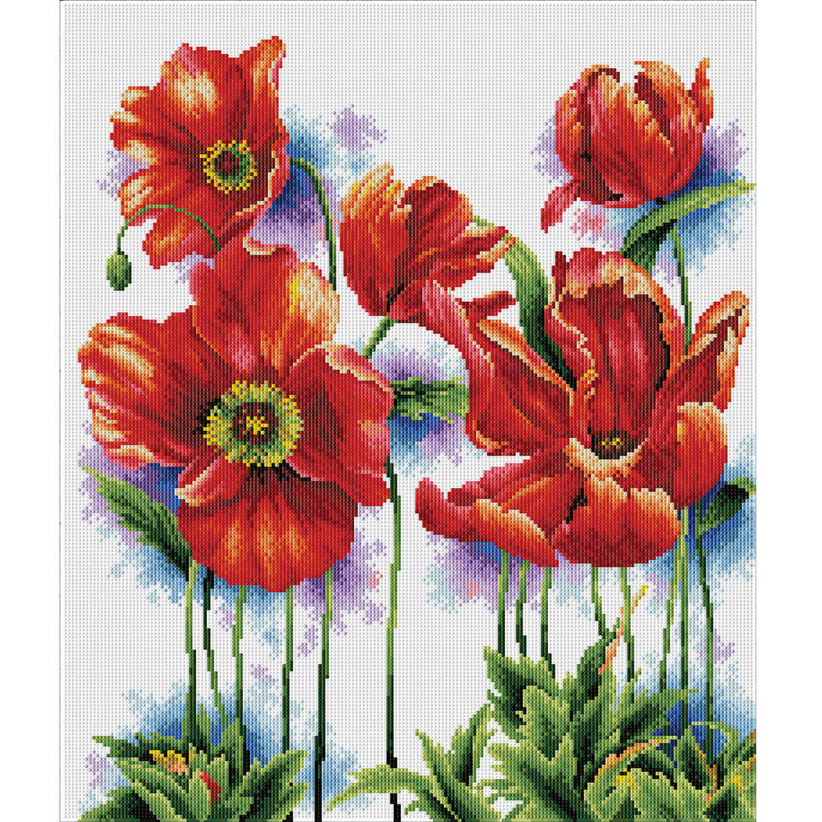 Flower diamond painting – radiant red blooms in spring light by DYC