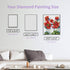 Size chart of flower diamond painting radiant red blooms in spring light