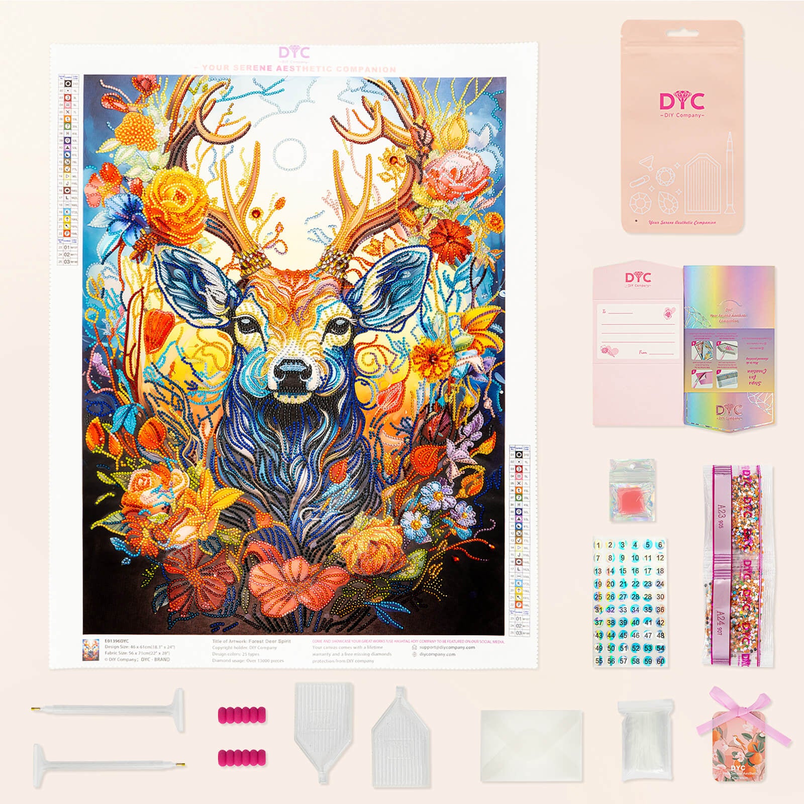 Complete diamond painting kit – Forest deer spirit with tools – DYC