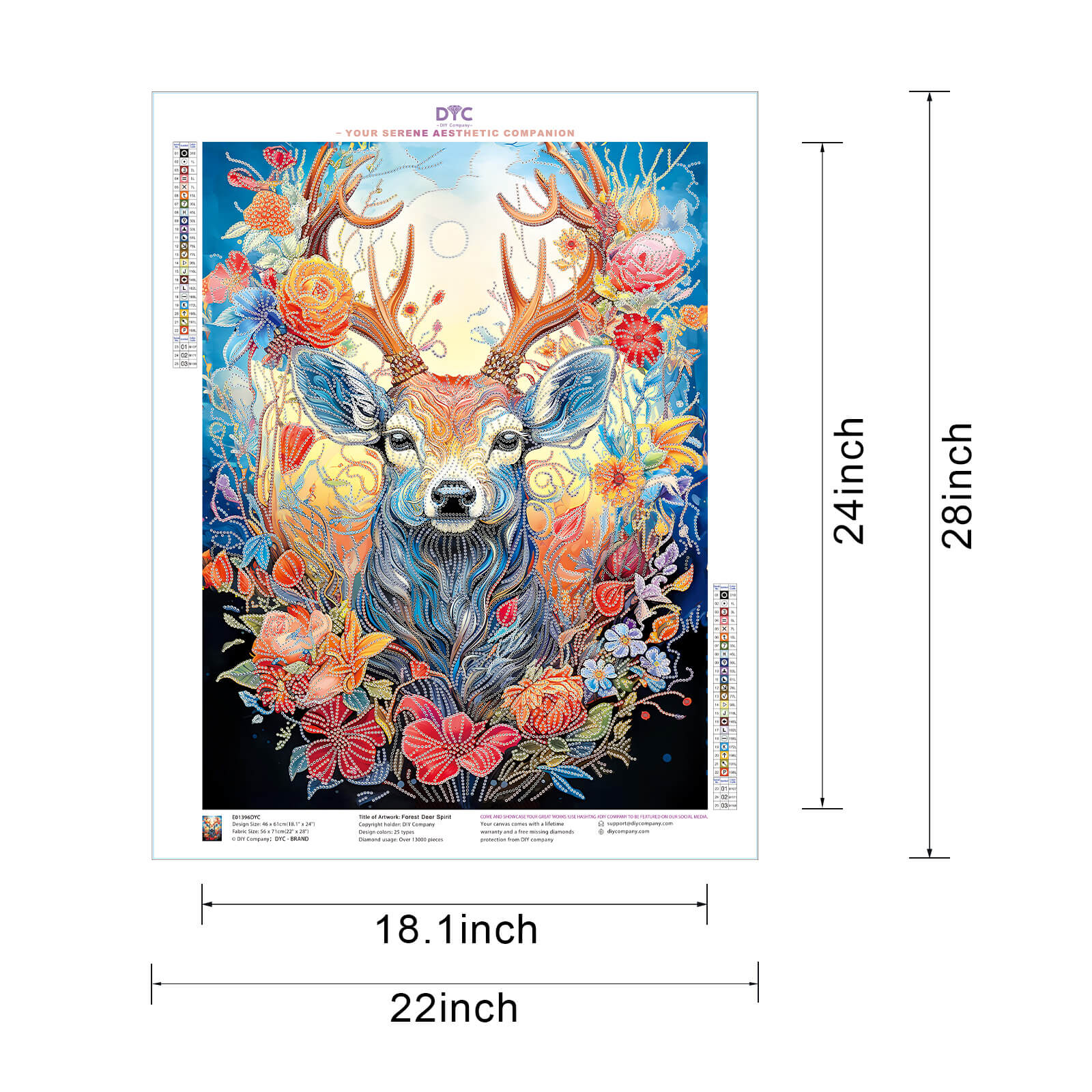 Diamond painting size guide – Forest deer spirit kit – DYC