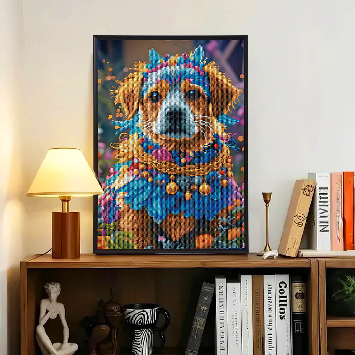 Forever Companion dog diamond painting in home décor setting – DYC