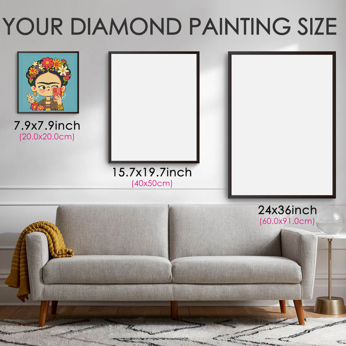 Diamond painting size guide – small to large Frida’s Selfie kit