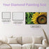 Size chart of sunflower diamond art golden bloom with morning dew