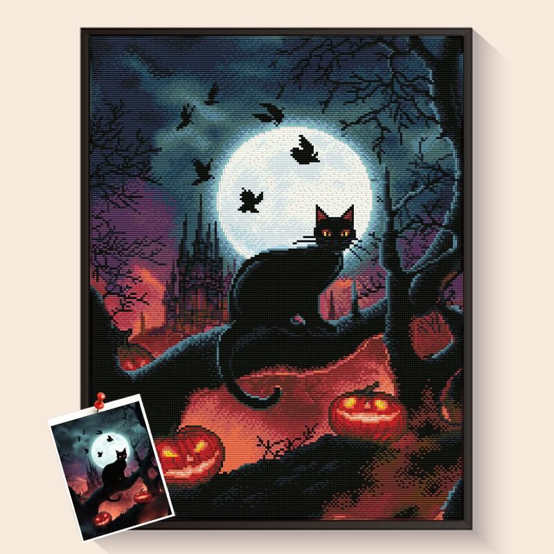 Halloween Cat diamond painting kit – DIY art by DYC