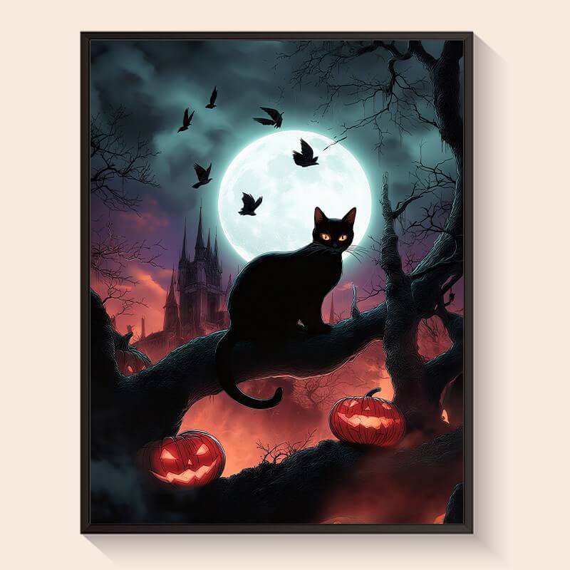 Finished Halloween Cat diamond painting kit result – DYC