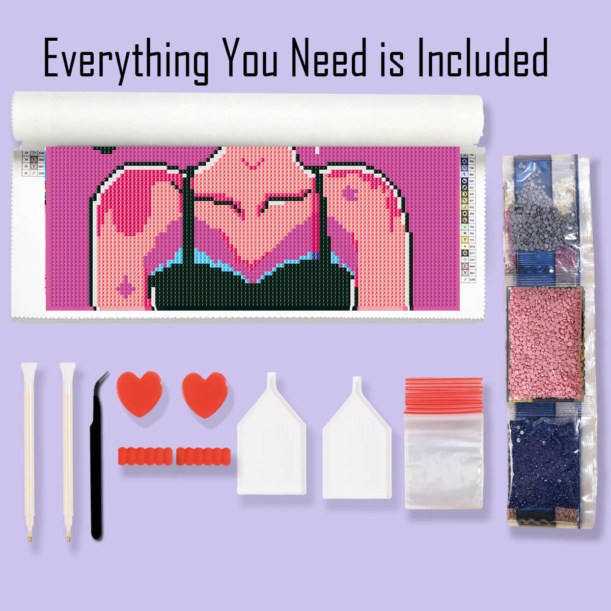 Complete diamond painting kit – Hi Girl fashion sparkle with tools by DYC