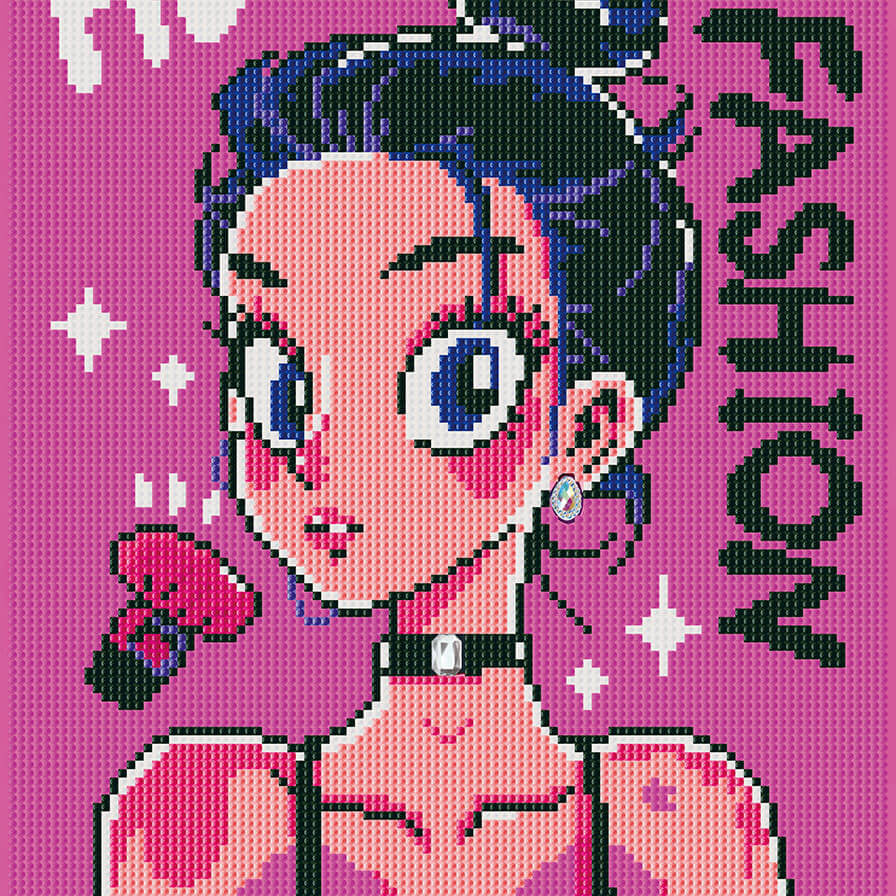 Original reference photo for Hi Girl fashion-inspired custom diamond painting