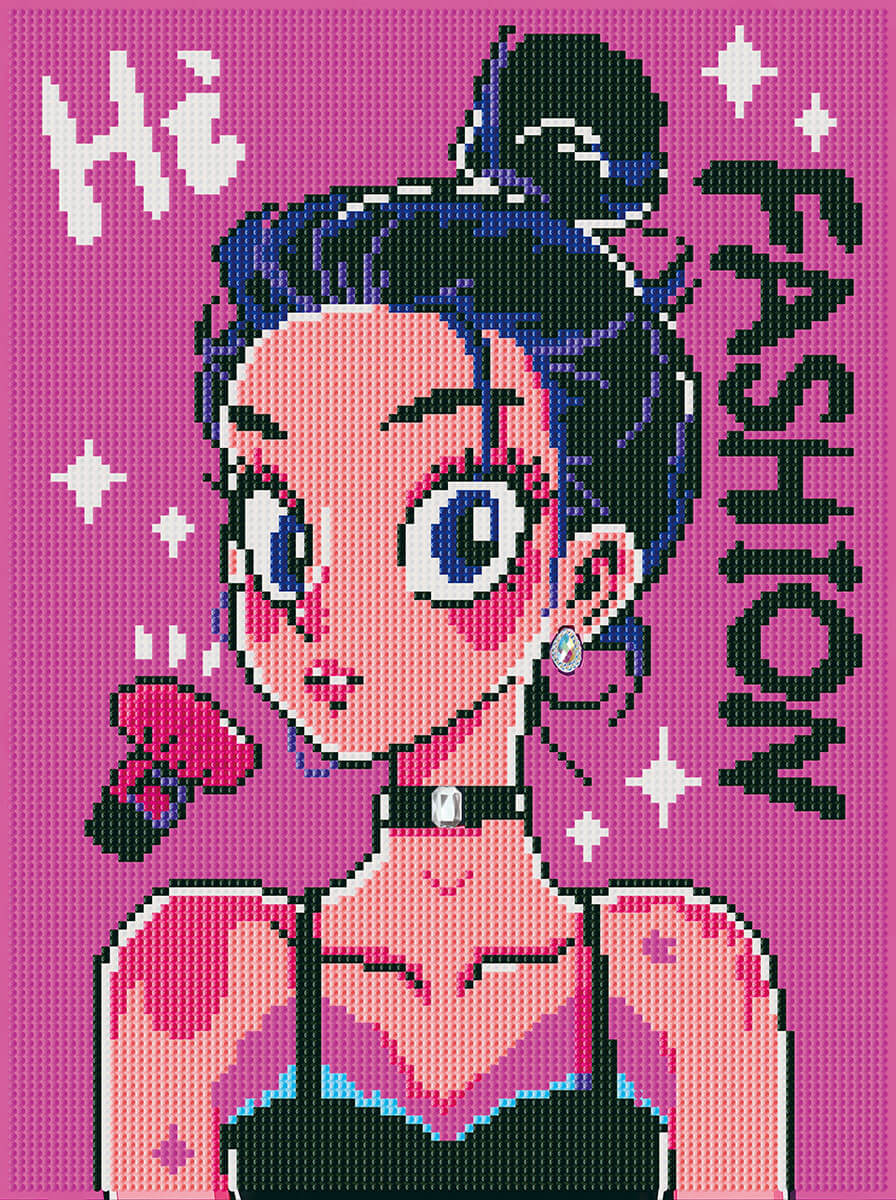 Original reference photo for Hi Girl fashion-inspired custom diamond painting