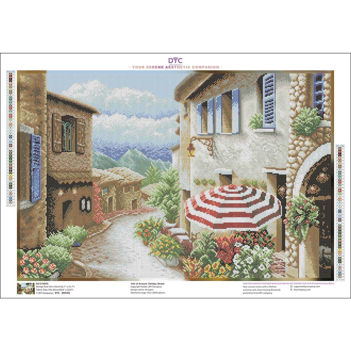 Mockup of holiday street café scene diamond art painting