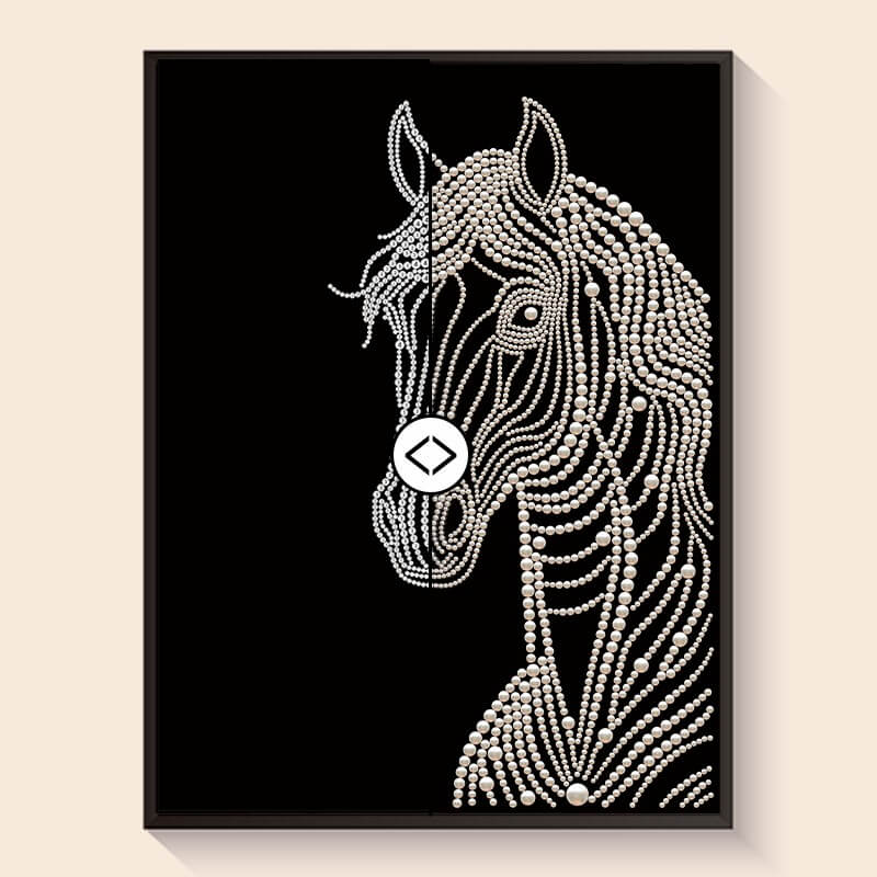 Original photo vs finished Horse pearl art – DYC