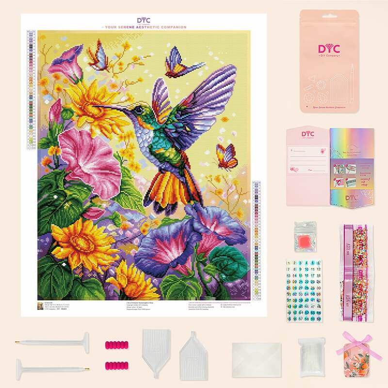 Complete diamond painting kit – Hummingbird with tools by DYC
