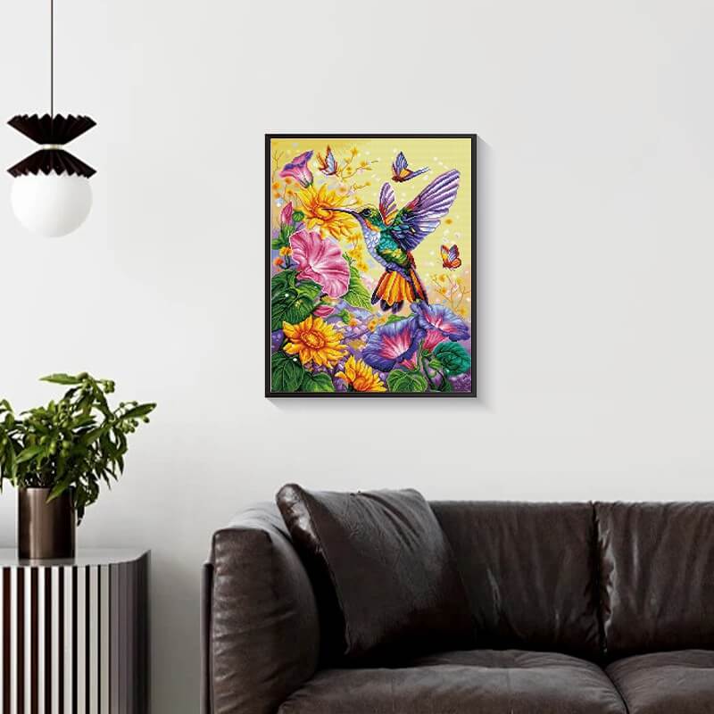 Hummingbird diamond painting in home décor setting – DYC