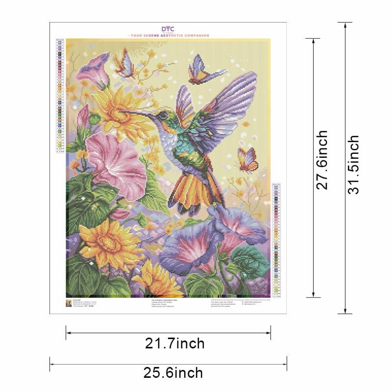 Diamond painting size guide – small to large Hummingbird kit
