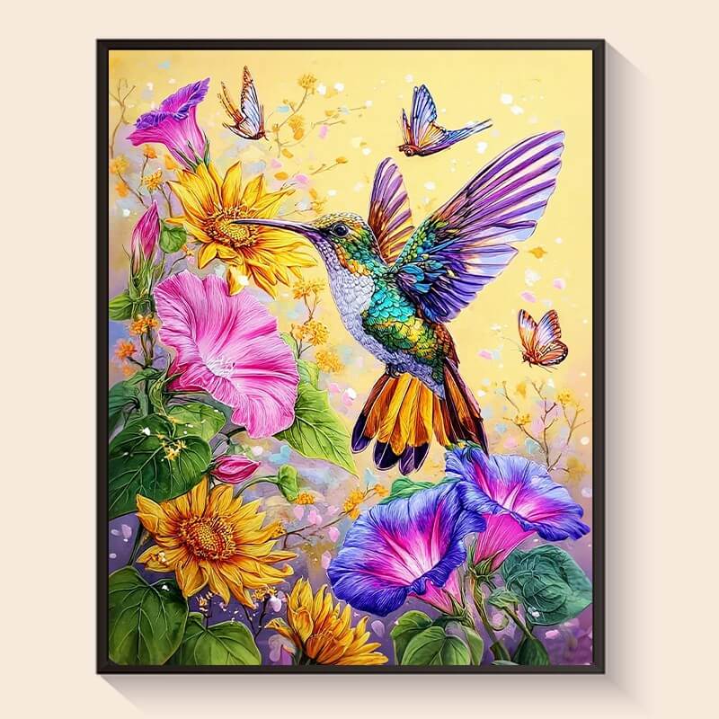 Finished Hummingbird diamond painting kit result – DYC