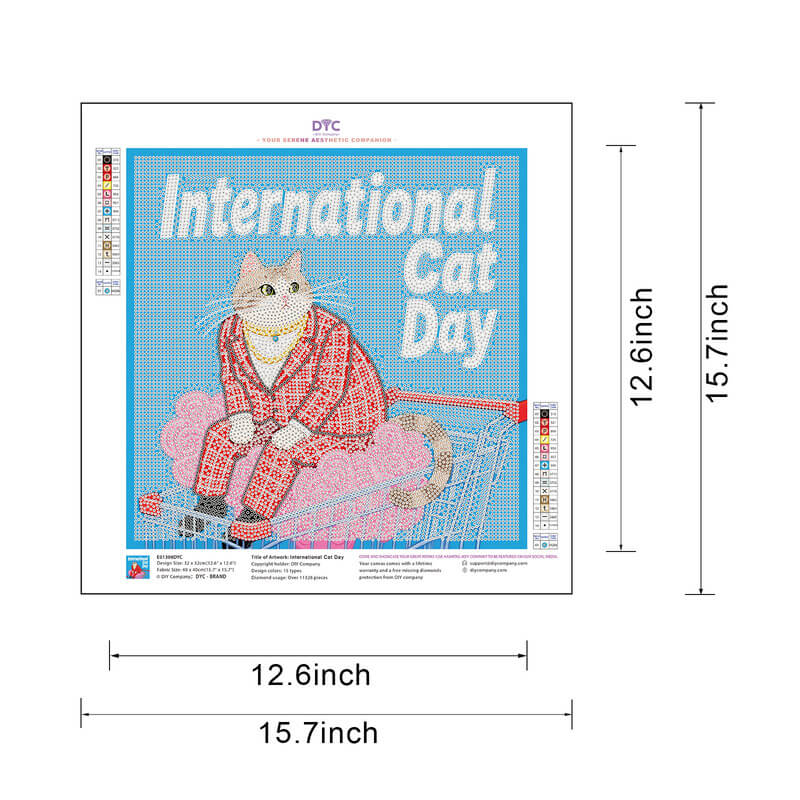 Diamond painting size guide – International Cat Day cat kit – DYC
