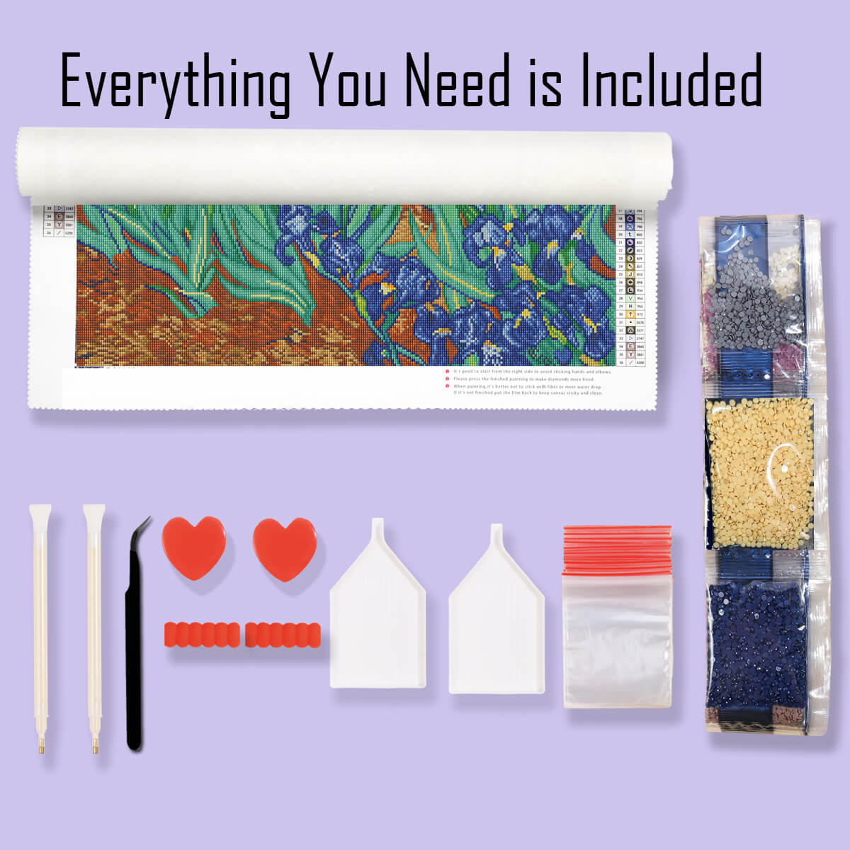 Complete diamond painting kit – Les Irises Van Gogh with tools by DYC