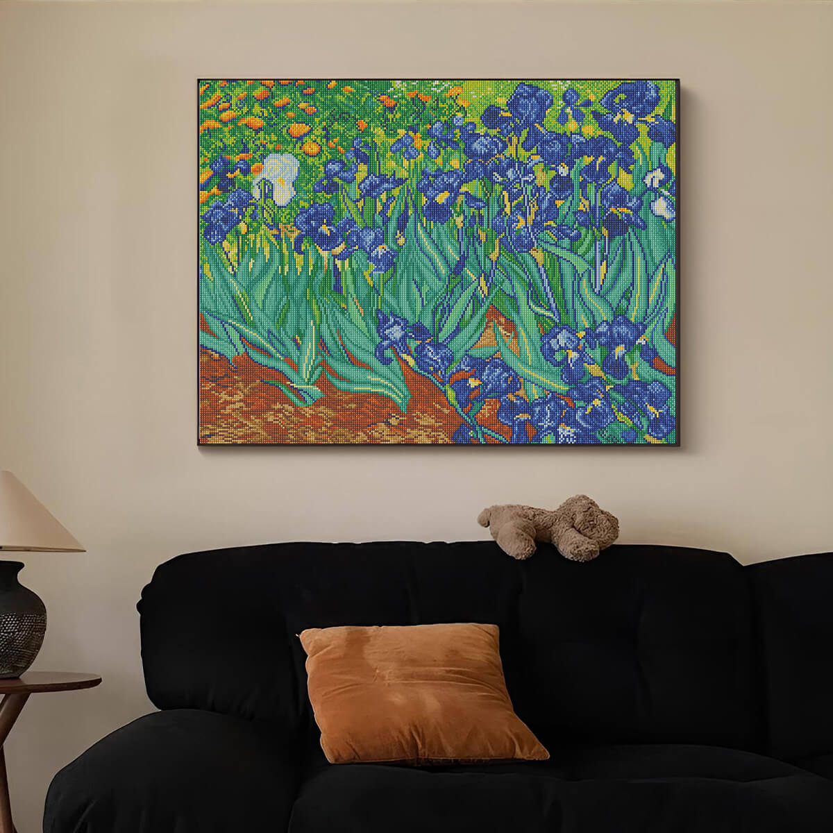Les Irises Van Gogh diamond painting in home décor setting – DYC