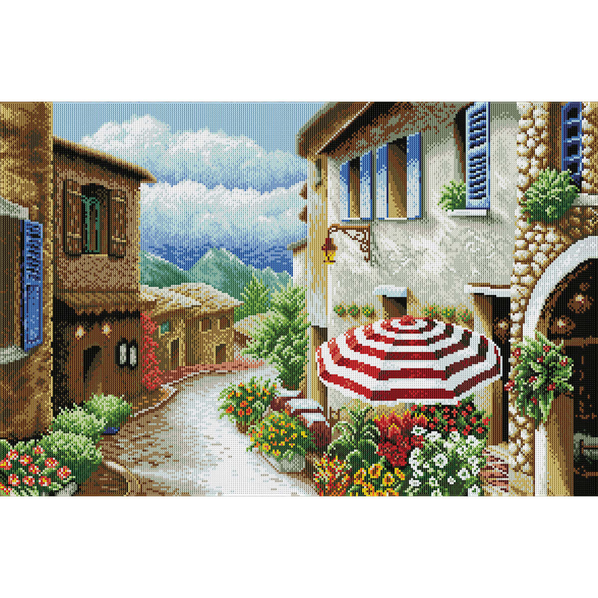 Mediterranean diamond painting – holiday street café scene by DYC