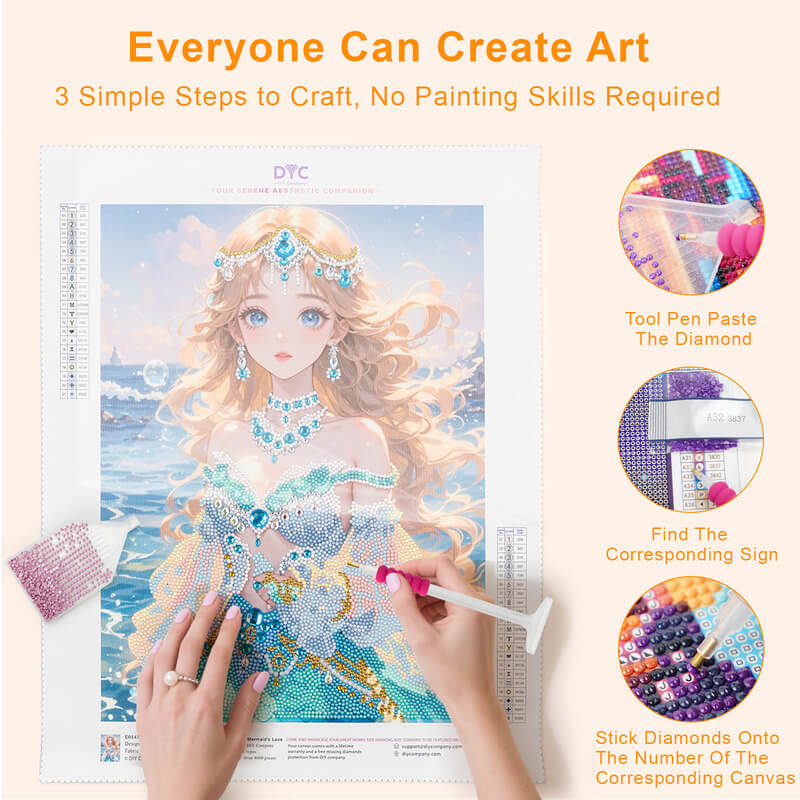 Complete diamond painting kit – Mermaid’s Love with tools – DYC