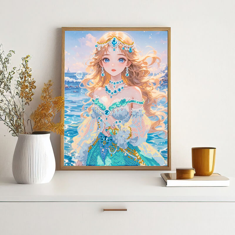 Mermaid’s Love diamond painting in home décor setting – DYC