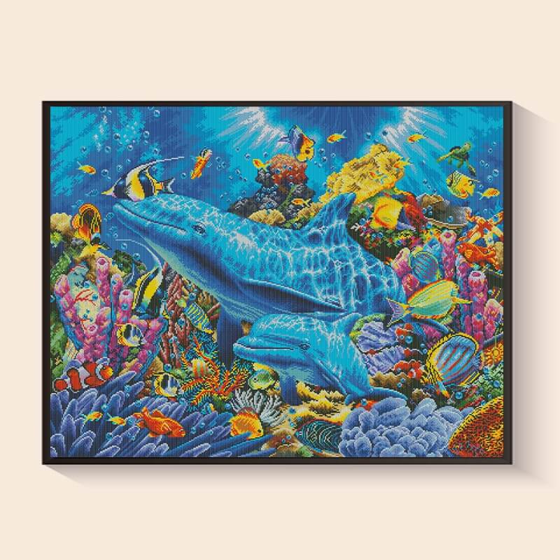 Ocean Harmony Dolphin Diamond Painting Kit – Relaxing ocean scene | DYC