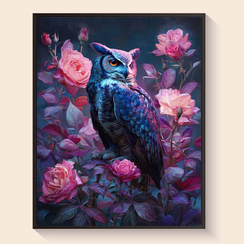 Finished Owl diamond painting kit result – DYC