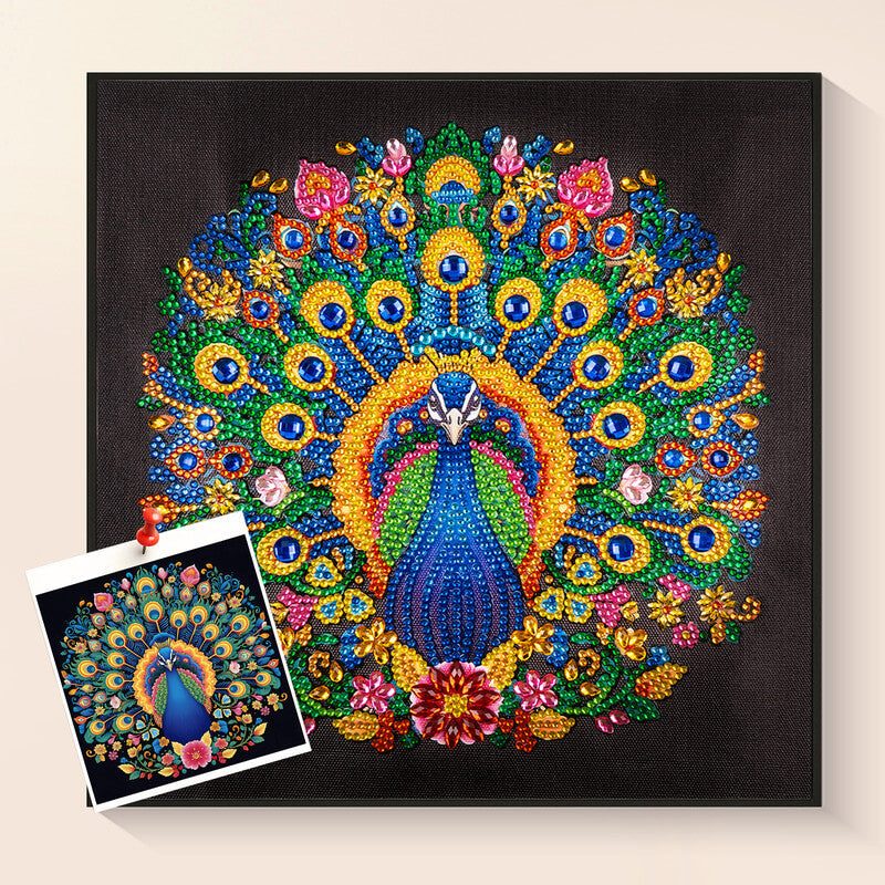 Open Screen Peacock diamond painting kit with colorful feathers – DYC