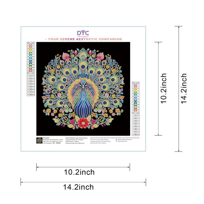 Peacock diamond painting kit size options – DYC