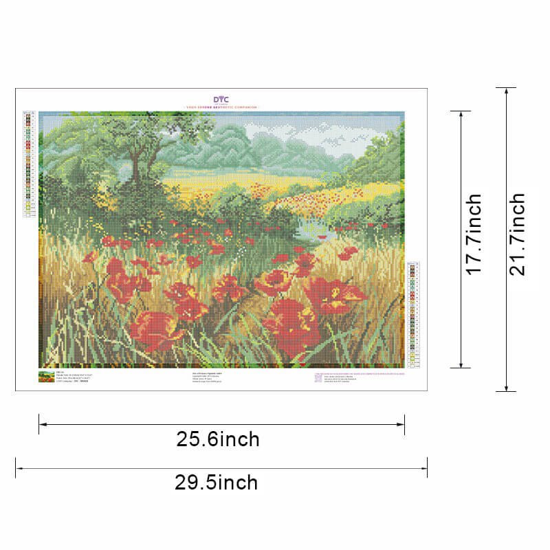 Diamond painting size guide – small to large Poppy Meadow kit