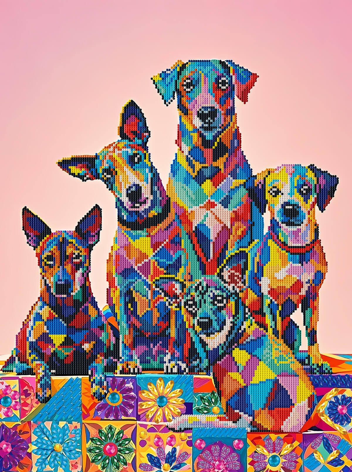 Reference image for Prism Paws colorful dog diamond art kit
