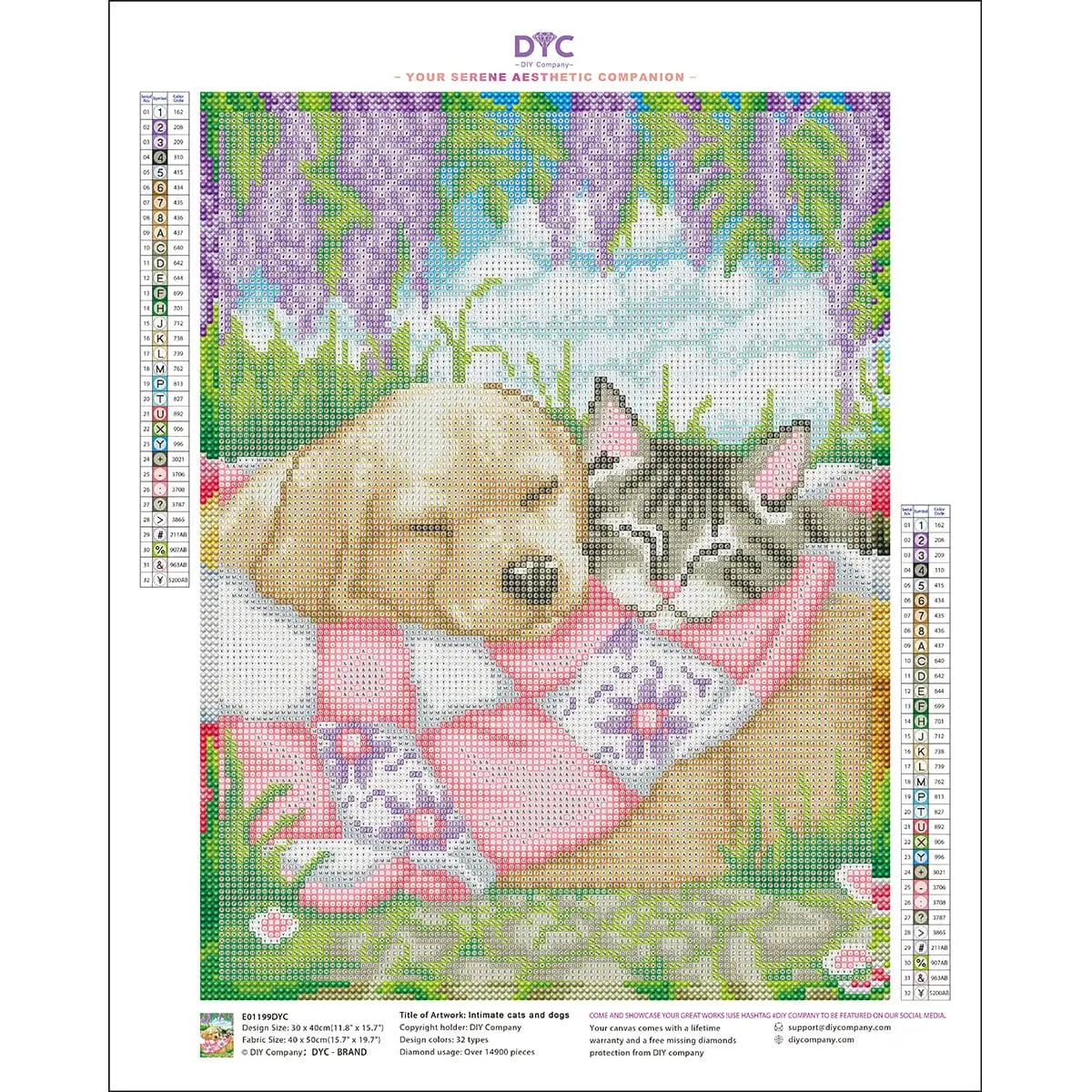 Mockup of puppy and tabby cat adorable pet diamond art painting