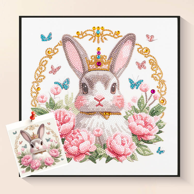 Rabbit and Flower diamond painting kit with adorable bunny art – DYC