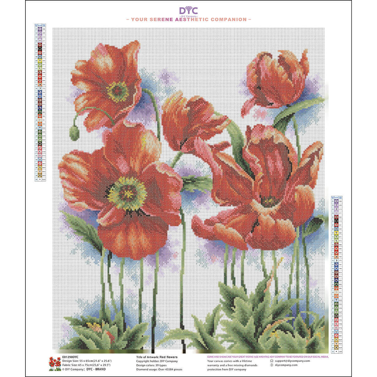 Mockup of radiant red blooms in spring light diamond art painting