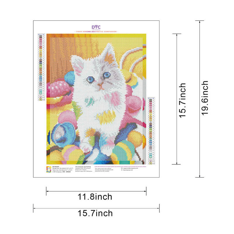 Diamond painting size guide – Rainbow cat kitten kit – DYC