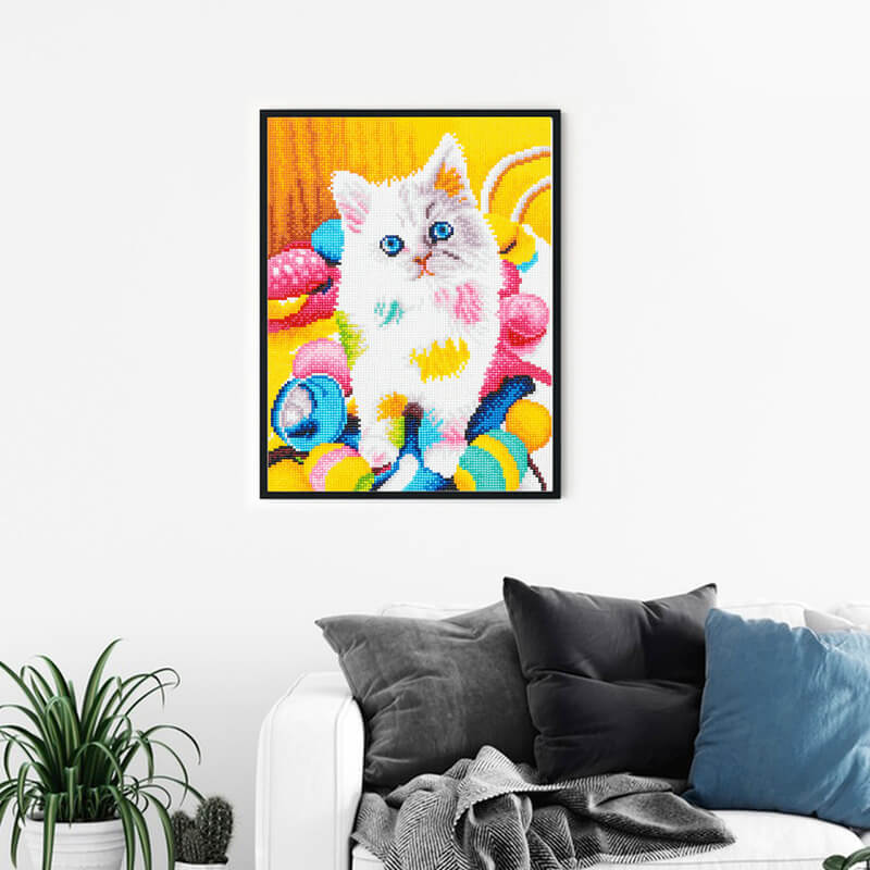 Finished Rainbow cat diamond painting kit result – DYC