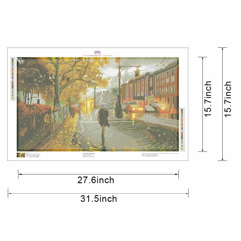 Diamond painting size guide – small to large Rainy City Street kit