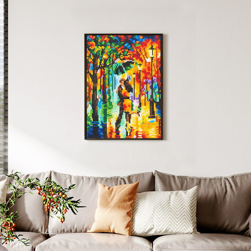 Finished rainy day romantic diamond art painting DYC