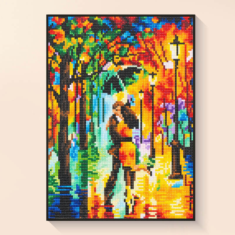 Rainy night diamond painting kit romantic rainy day art DYC