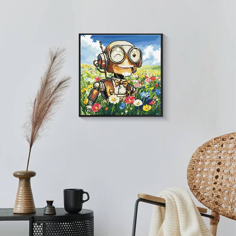 Finished Robot Grandpa diamond painting kit result – DYC