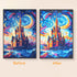 Original photo vs finished Romance Starry Sky castle diamond art – DYC
