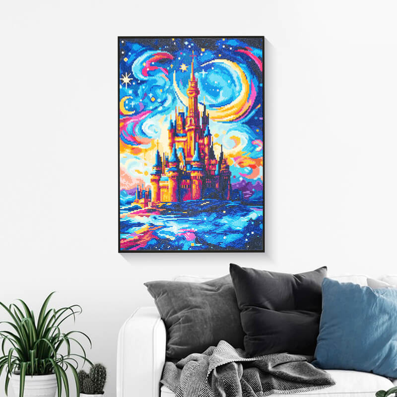 Romance Starry Sky castle diamond painting in home décor setting – DYC