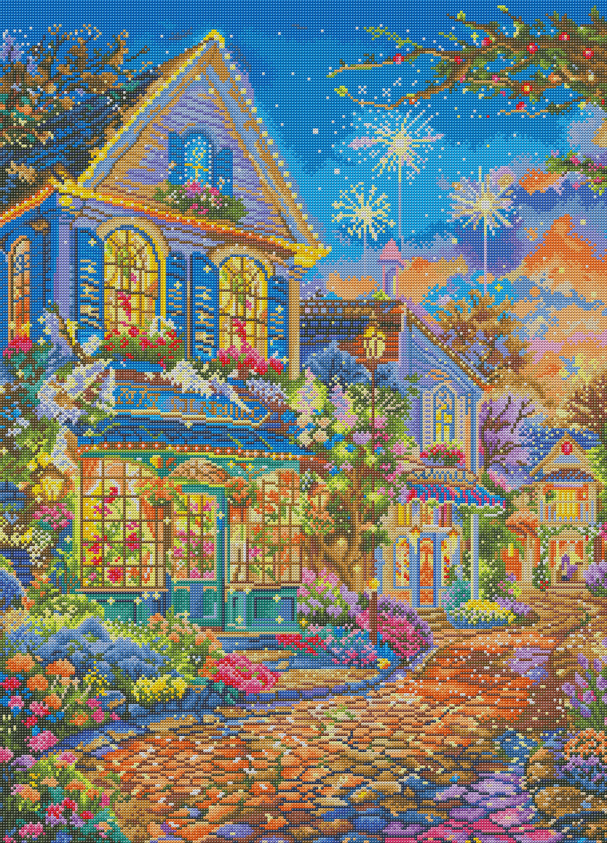 Romantic flower street diamond painting kit – DIY art by DYC
