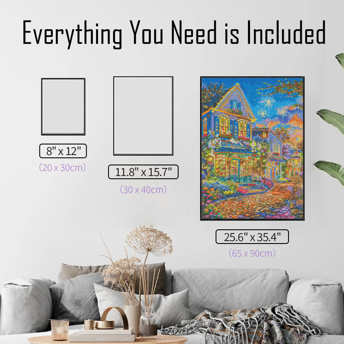 Diamond painting size guide – small to large romantic flower street kit – DYC