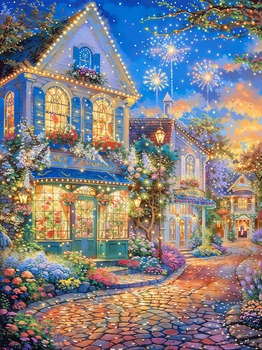 Original reference photo for romantic flower street custom diamond painting