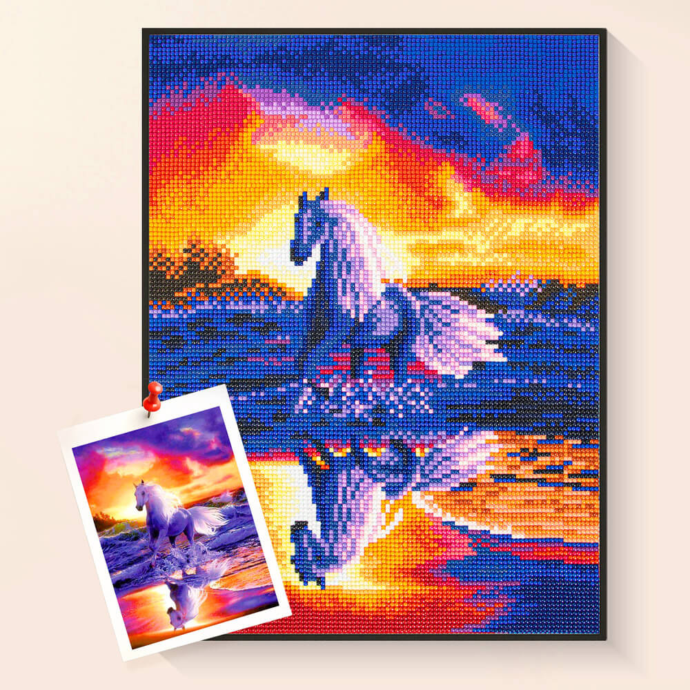 Rushing Towards Beauty horse diamond painting kit sunset art
