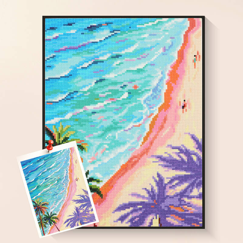 Sardinia Stroll diamond painting kit – Summertime beach art by DYC
