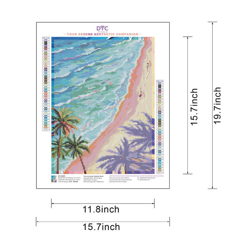 Diamond painting size guide – Sardinia Stroll beach kit – DYC